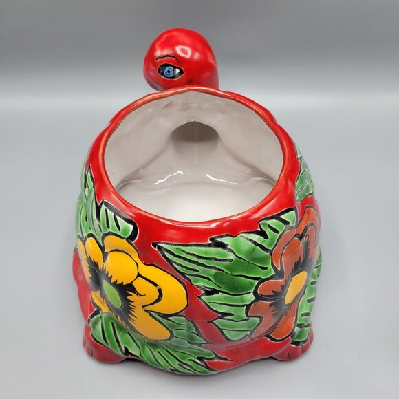 Mexican Talavera Turtle Planter Pot Hand Painted Ceramic Colorful Floral Design - Picture 10 of 16
